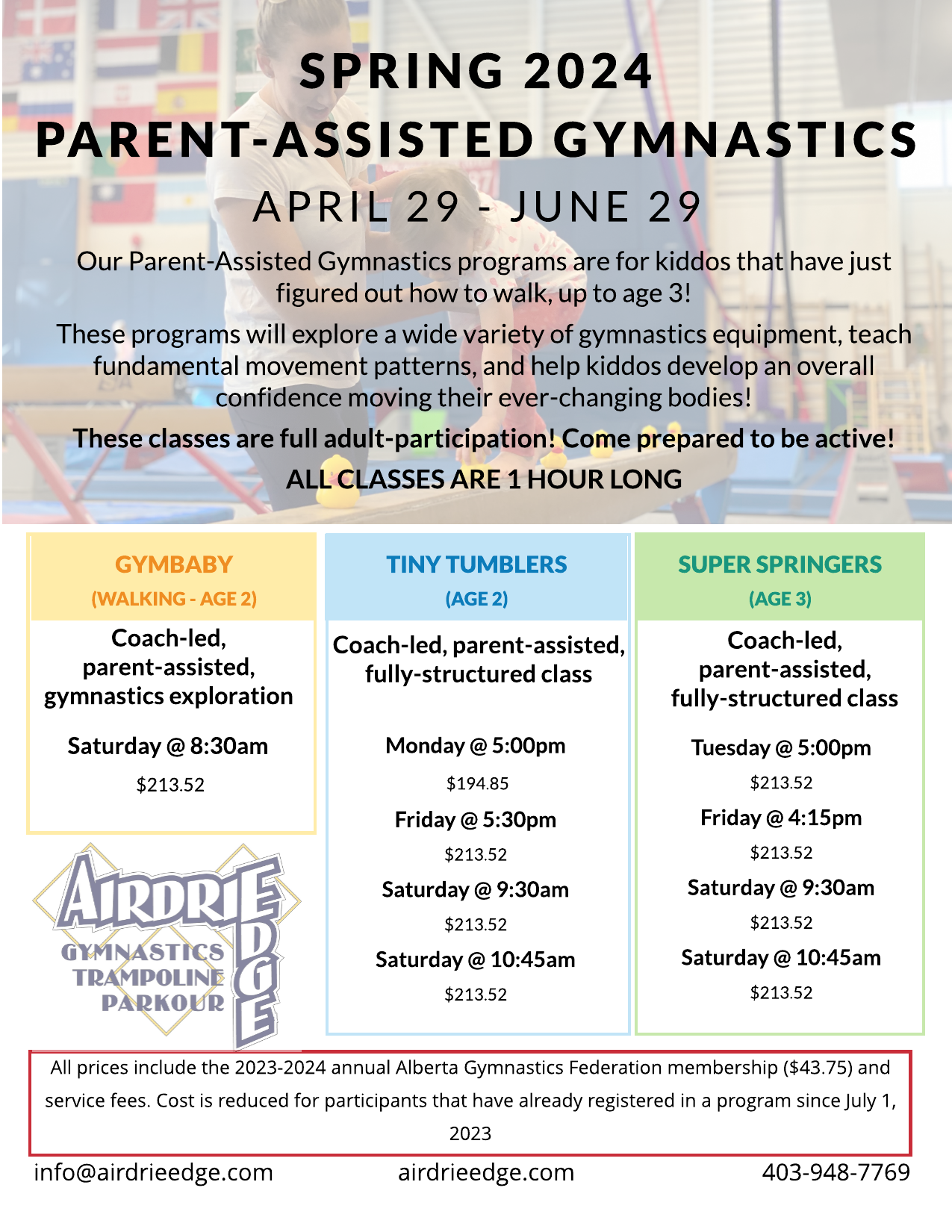 Programs - Airdrie Edge Gymnastics, Trampoline & Tumbling